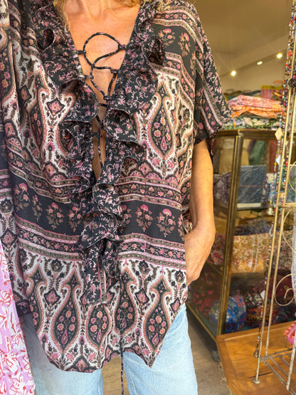 TOP JABOT SILK BLACK