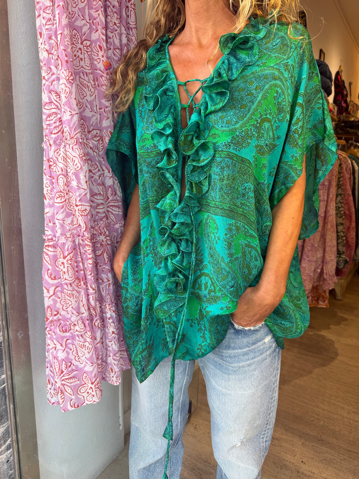 TOP JABOT SILK GREEN