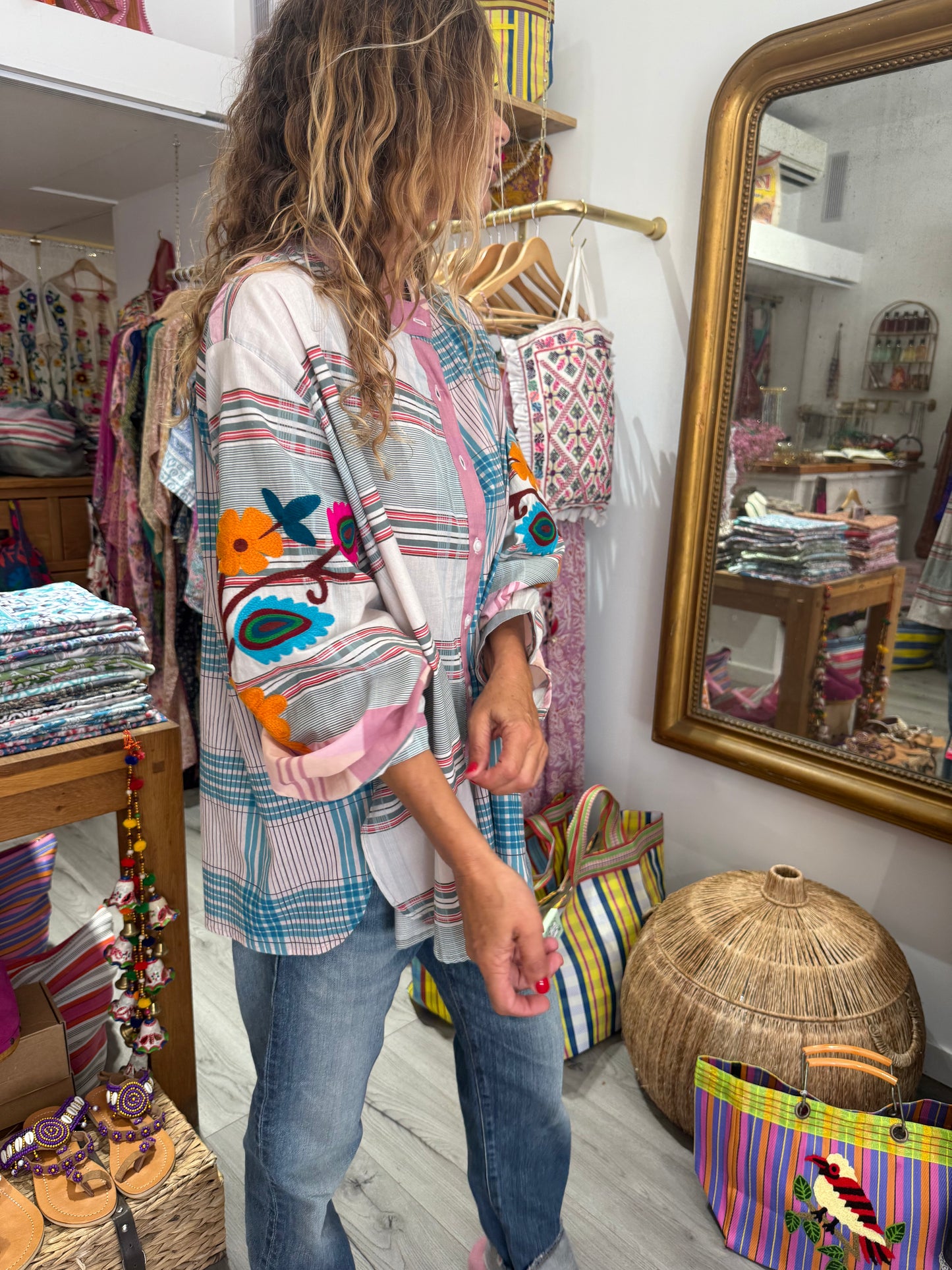 CHEMISE RAYÉE ROSE