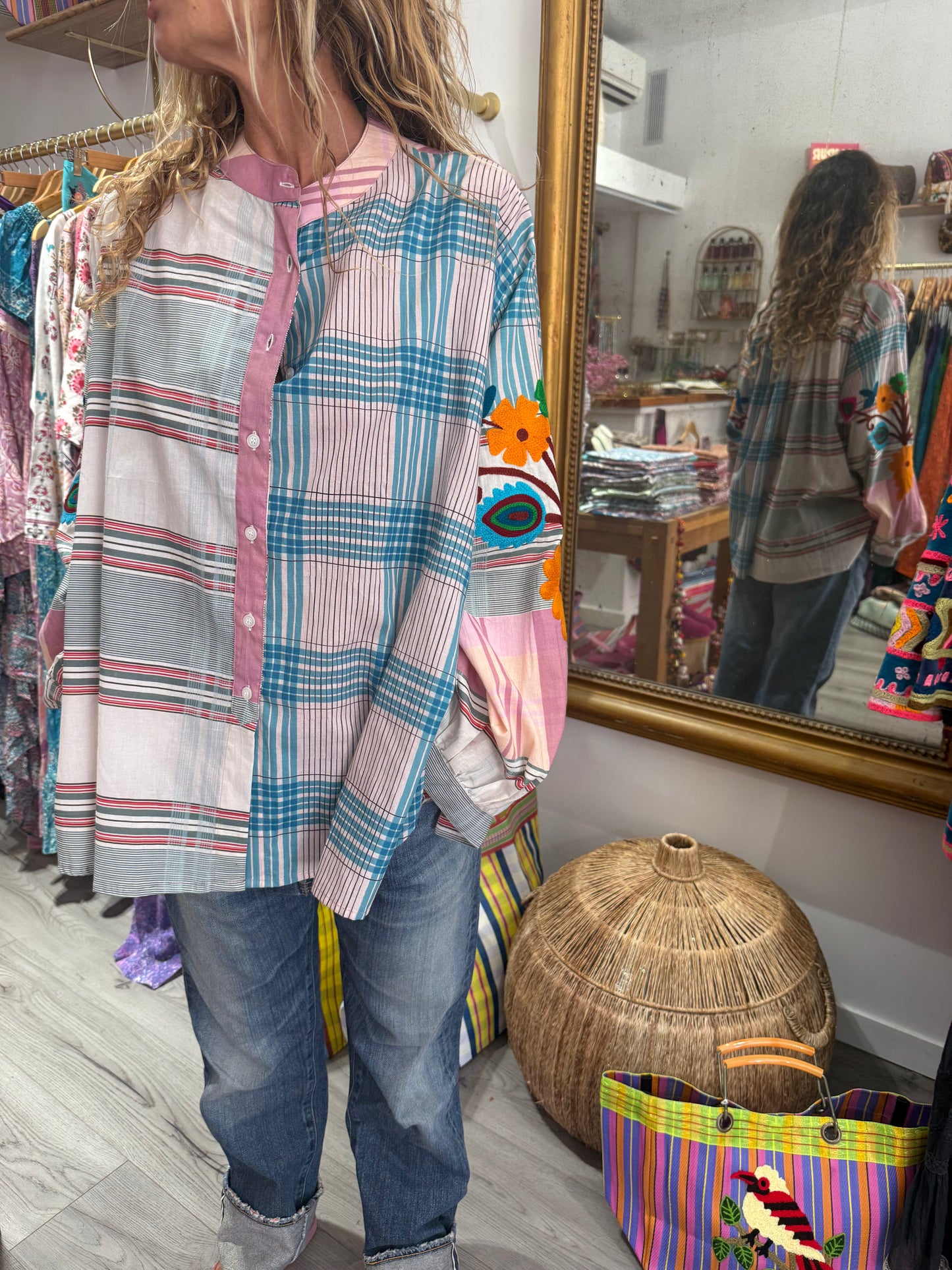 CHEMISE RAYÉE ROSE