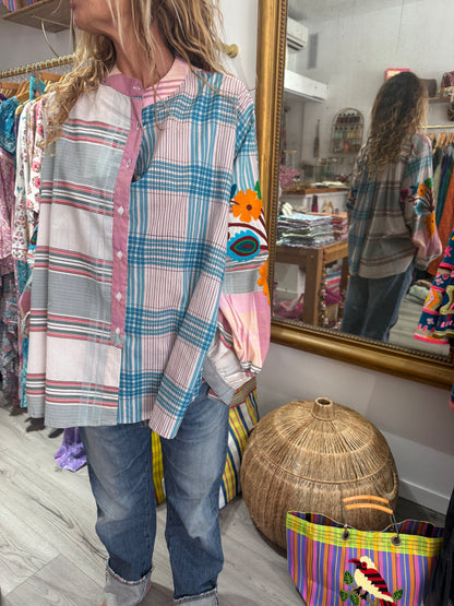 CHEMISE RAYÉE ROSE