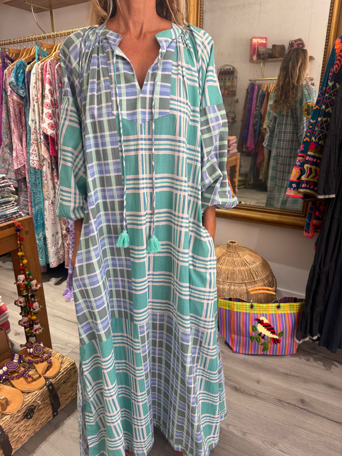 ROBE LONGUE RAYÉE GREEN