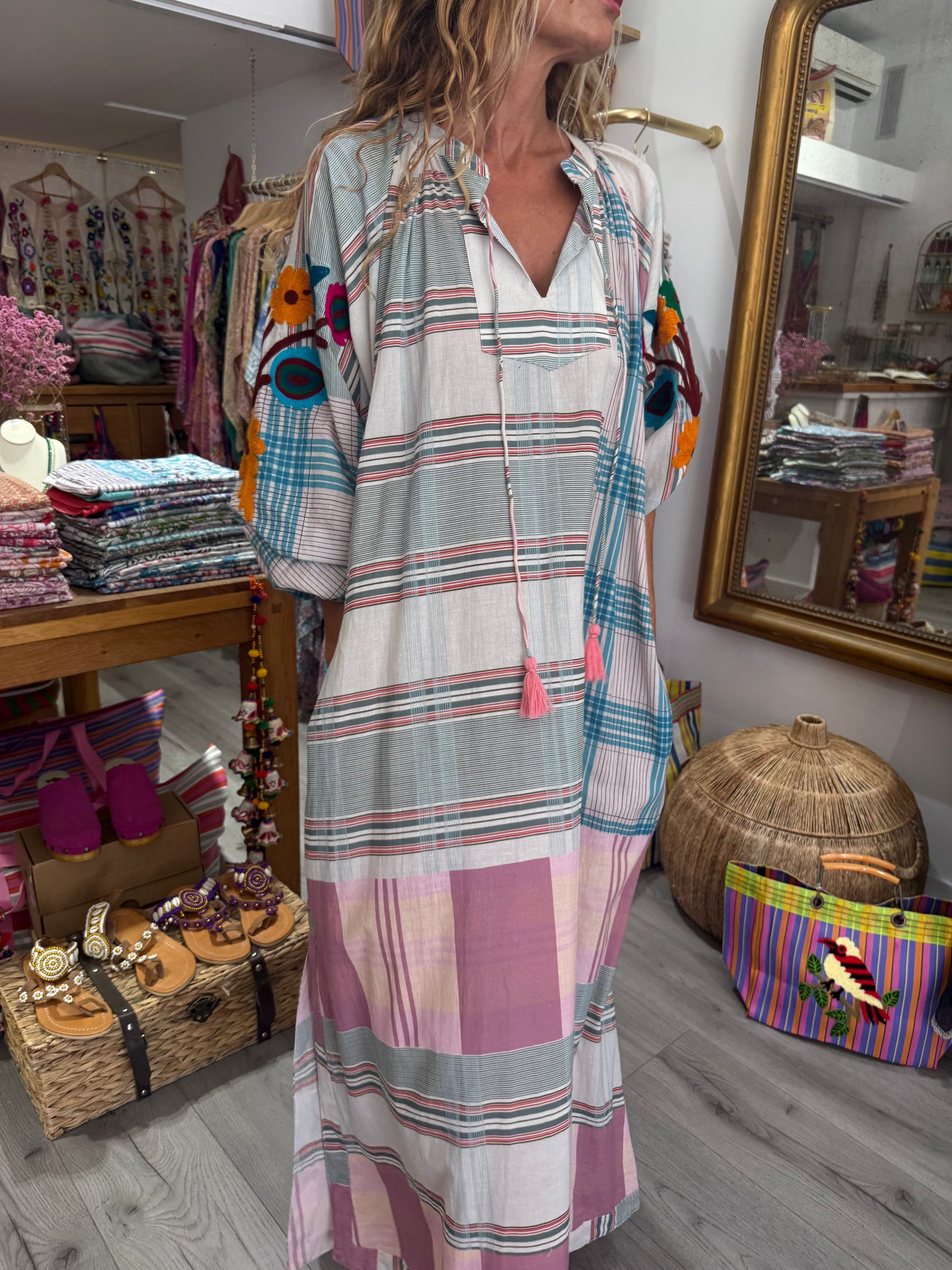 ROBE LONGUE RAYÉE PINK
