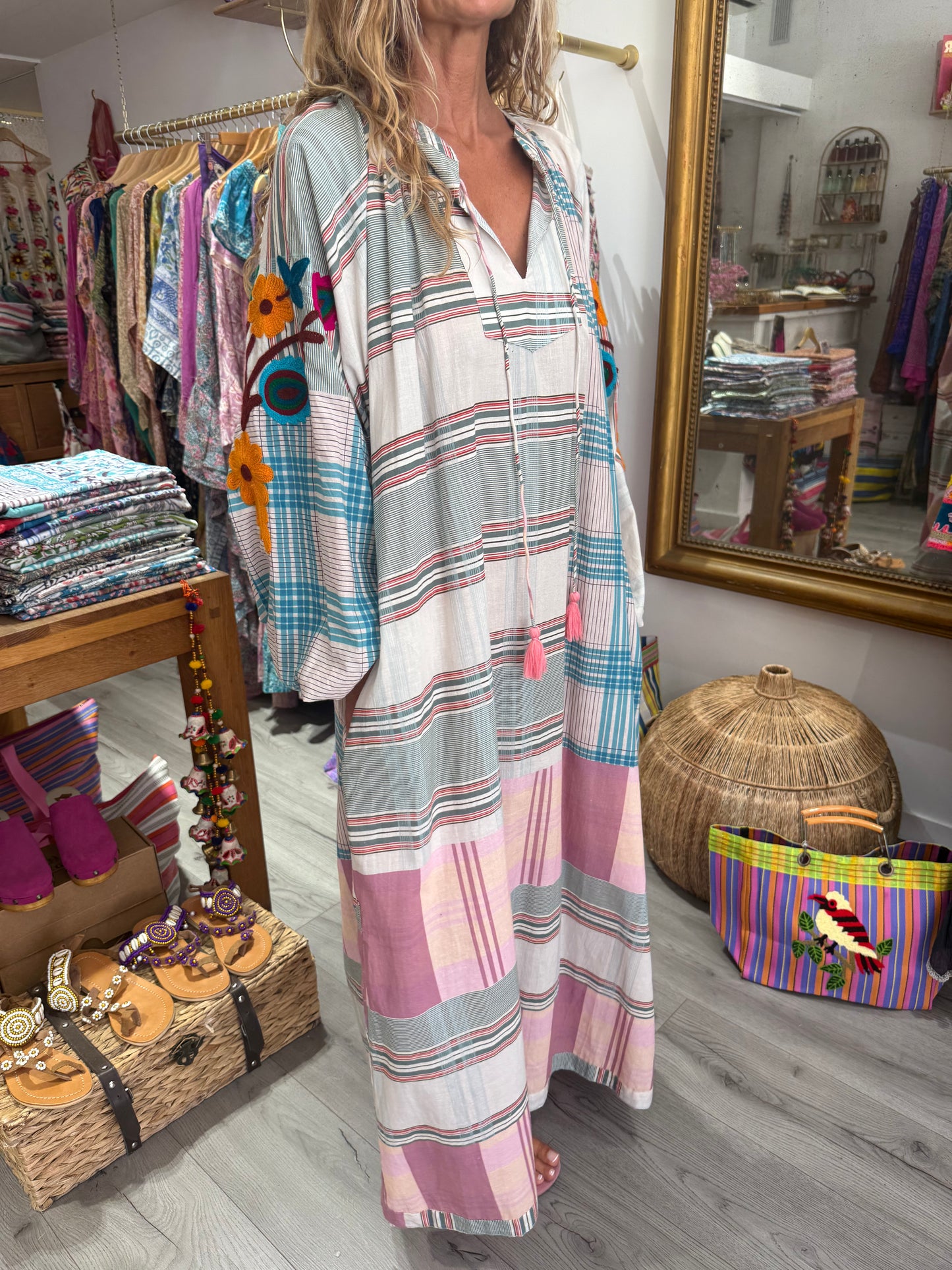 ROBE LONGUE RAYÉE PINK