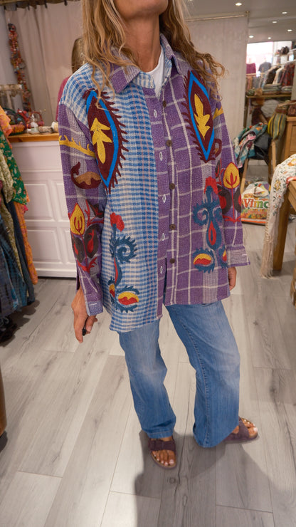 VESTE KANTHA BRODEE VIOLETTE